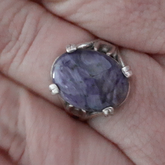 Sterling Silver Charoite Gemstone Ring T100 - Picture 7 of 14